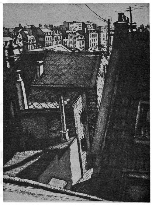 Jeff Clarke at 80 | Exhibition by Elizabeth Harvey-Lee | Dieppe Roofs. Etching with aquatint. 1996