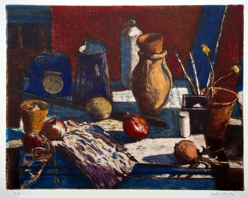Jeff Clarke at 80 | Exhibition by Elizabeth Harvey-Lee | Outdoor Arrangement. Colour etching, 2008
