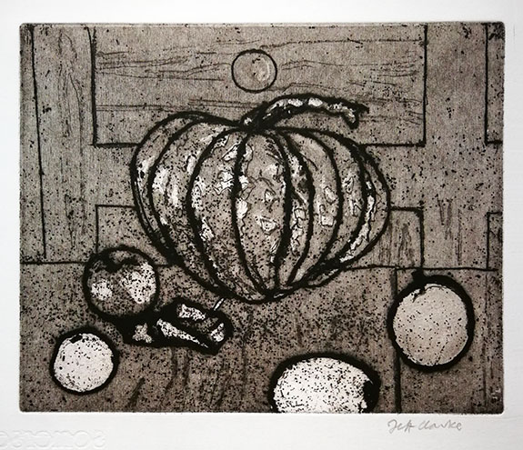 Jeff Clarke | Exhibition by Elizabeth Harvey-Lee | Fruit and Squash | Original etching, 2021