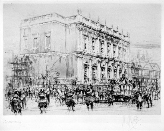King Charles in Whitehall, London | William Walcot | Etching & Drypoint | Elizabeth harvey-Lee | E H-L 160