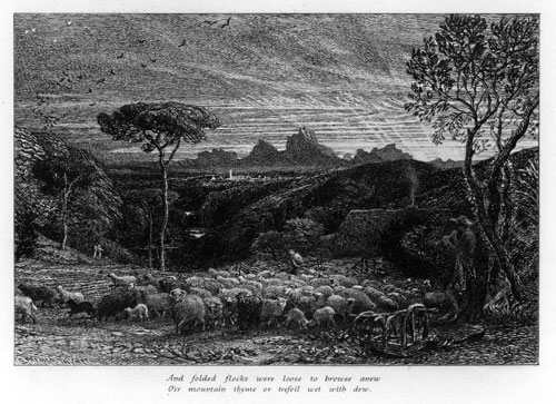SAMUEL PALMER, London 1805 – 1881 Redhill. Opening the Fold. Etching, 1880. This etching is for sale, priced £1500