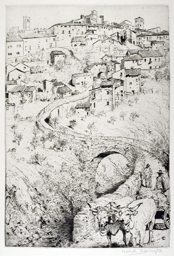 Isabel Codrington, Swimbridge, Devon 1874 – 1943 Minehead, Somerset. Italian Hill Town, No.1. Original etching, c1930.