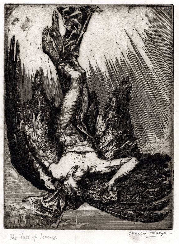 Charles Holroyd, Fall of Icarus. Original etching, 1901- 02.