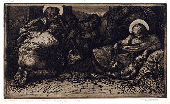 Charles Holroyd, The Adoration of the Shepherds. Original etching, 1899 - 1900.