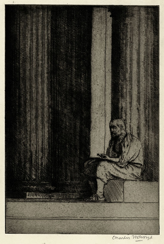 Charles Holroyd. The Beggar in the Portico or The Philosopher. Original etching, 1912-13. 