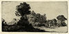 Charles Holroyd, Landscape with a dark tree – Wickersley , Yorkshire. Original etching, 1895-96. 