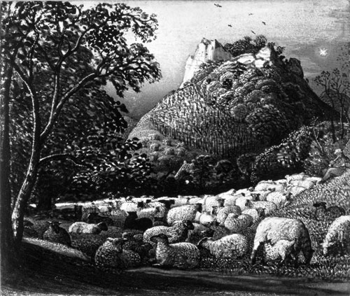 Palmer: ‘The Flock and Star’. Indian ink and wash.
