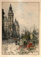 FRANZ XAVER WOLF, Vienna 1896 – 1990. Le Palais de Justice, Paris - The Conciergerie. Original colour aquatint, c1929. 