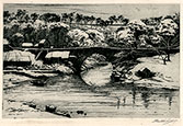 JOHN BEATTIE SCOTT, 1865 – 1937. Winter Landscape. Original etching.