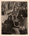 CAMILLE PISARRO, Danish Antilles 1830 – 1903 Paris. Marché aux Légumes à Pontoise. Original etching with aquatint, 1891.