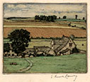 L RUSSELL CONWAY, Wimbledon, London, 1882 - 1948 London. Landscape in the Cotswolds. Original etching, 1928.