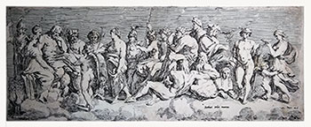 FRANÇOIS PERRIER called LE BOURGUIGNON, Franche-Comté 1594 – 1649 Paris. Council of the Gods. Original etching, after a Raphael ceiling.