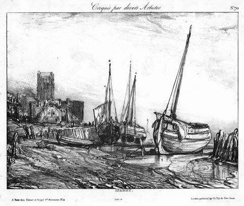 Eugene Isabey, (Boats at Anchor in a Port)    Croquis par divers Artistses No.70. This original lithograph is for sale: £200